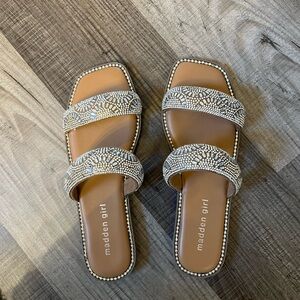 Madden Girl Tan Sandals with Silver Details Size 6.5